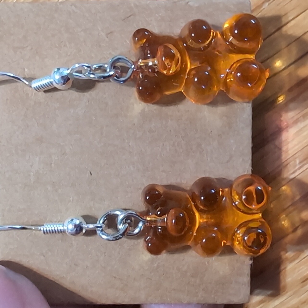 Orange Gummy Bear Earrings - Picture 2 of 2